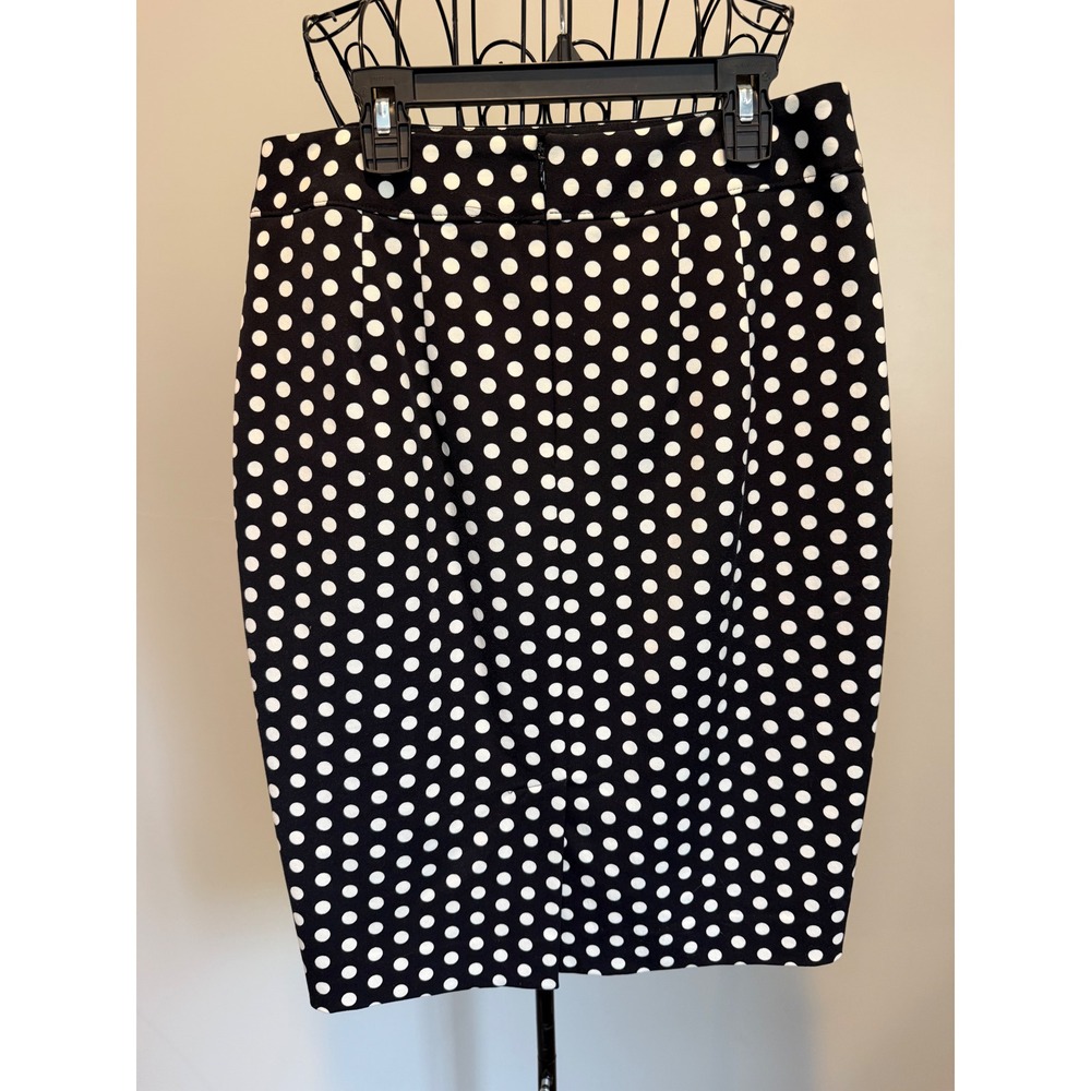 Ann Taylor LOFT Black White Polka Dot Pencil Skirt Size 4 Workwear Knee Length - Picture 2 of 5